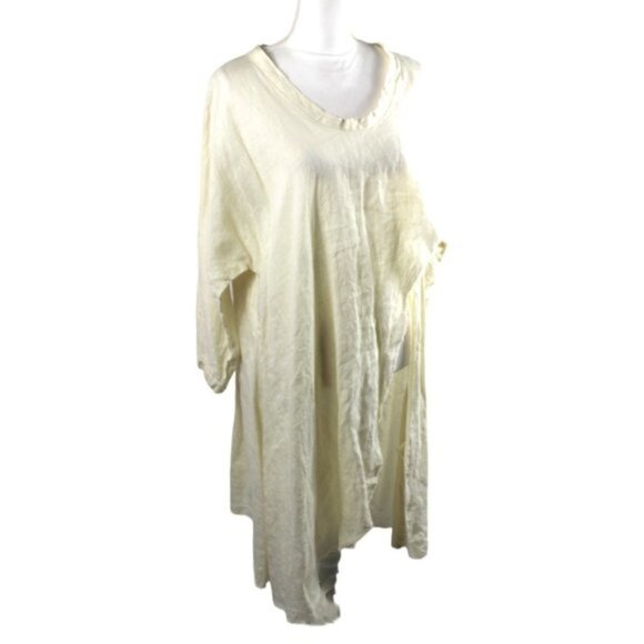 Tina Givens Ivory Penelope Oversized Lagenlook Long Sleeve Long Shirt, SM/Med - Picture 5 of 11